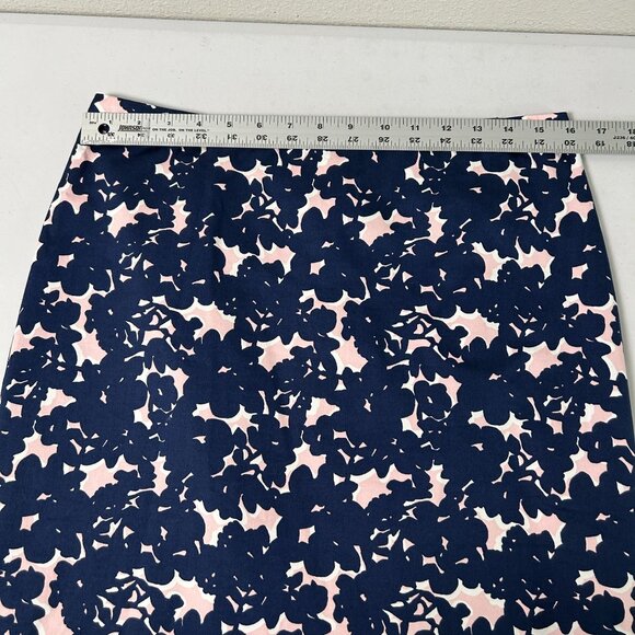 Talbots Pencil Skirt Womens Size 8 Navy Blue Pink Abstract Lined Stretch Office - Picture 9 of 10
